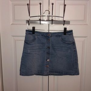 Denim skirt with buttoning up the front